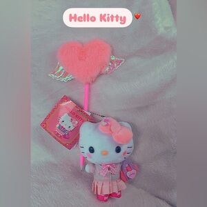 Hello Kitty Plushie Keychain with Heart shape PomPom pen